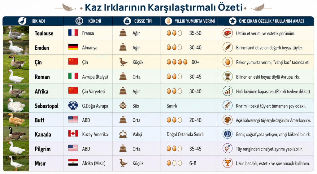 Kaz Irklarının Karşılaştırmalı Özeti