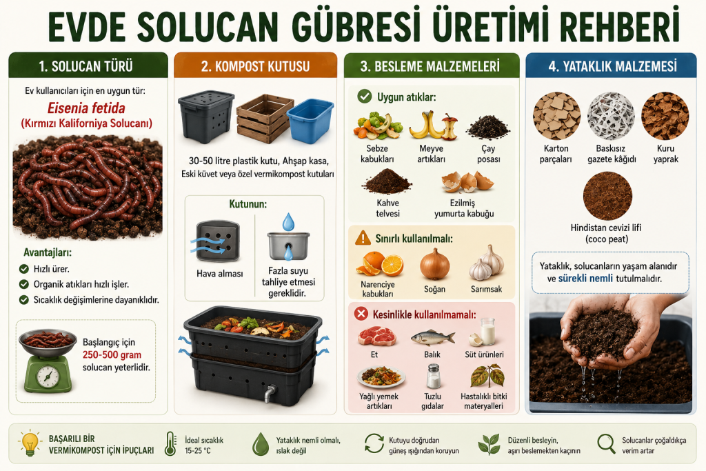 Evde Solucan Gübresi Üretimi ve solucan gübresinin faydaları.