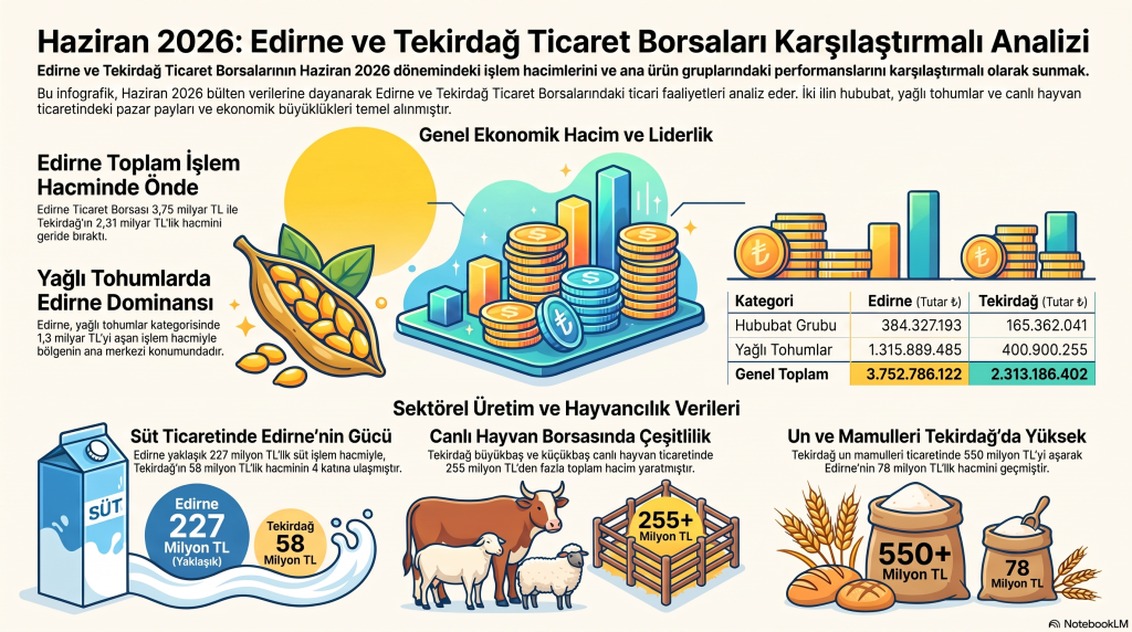 Haziran 2026 Edirne ve Tekirdağ Ticaret Borsaları Karşılaştırmalı Analizi
